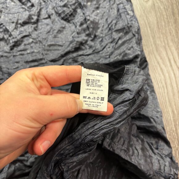 Sarah Picini Avant Garde Crinkle Dress Navy Designer Italy 3 - Picture 5 of 10